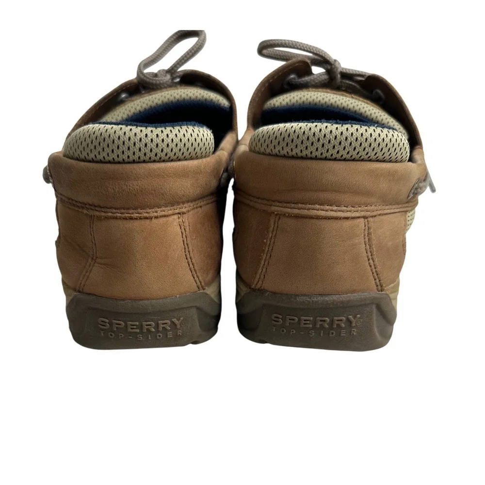 Sperry YB46122A Kids' Size 7 Dark Tan/Navy Leather‎ Lanyard Boat Shoes Church